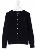 POLO RALPH LAUREN KIDS logo-embroidered cable-knit cardigan - Blue