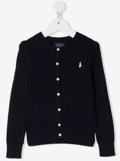POLO RALPH LAUREN KIDS كارديغان بحياكة الضفيرة وتطريز شعار الماركة