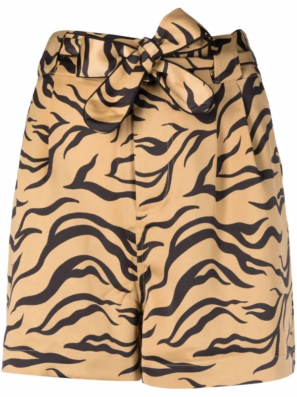 Scotch \u0026 Soda tiger-print Belted Shorts 