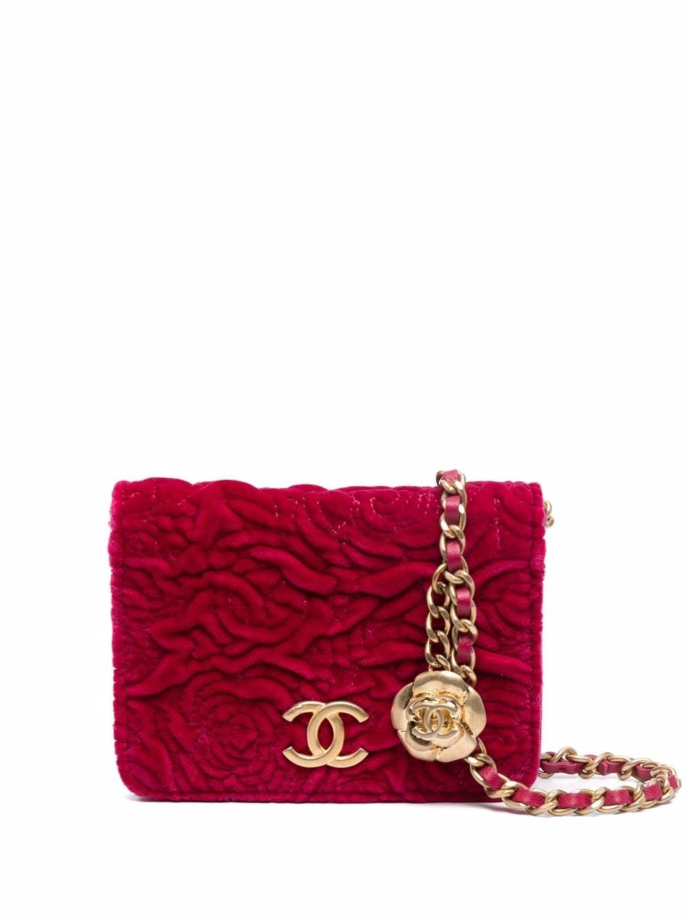 фото Chanel pre-owned мини-сумка через плечо с тиснением camélia