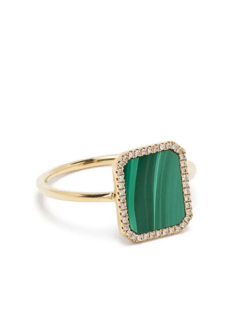 Persée 18kt yellow gold malachite and diamond ring