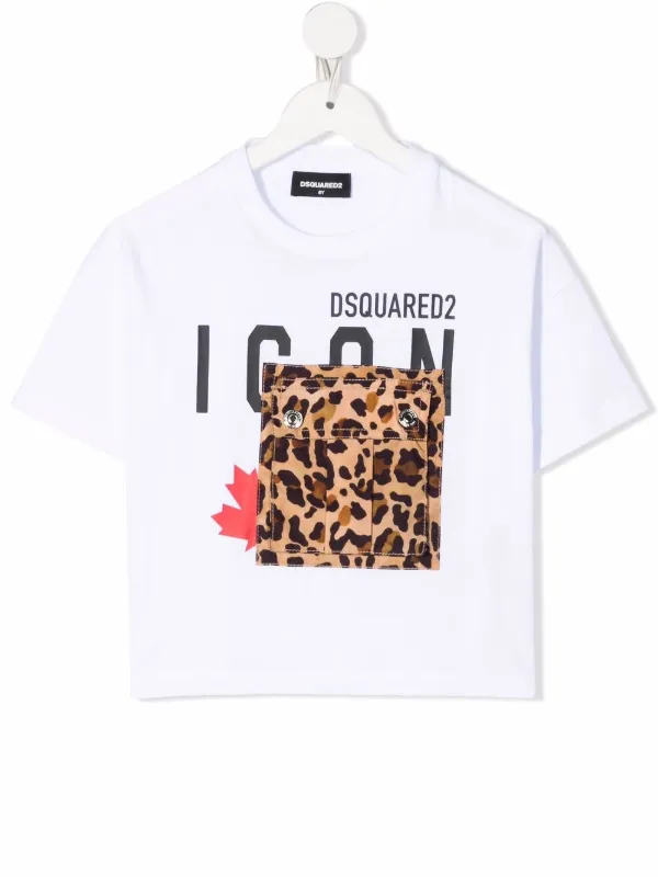 Dsquared2 Kids leopard-pocket T-shirt 