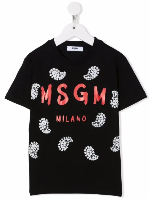 MSGM Kids playera con cuello redondo y logo 