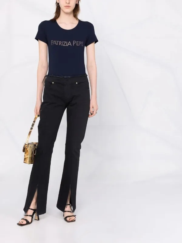 Patrizia Pepe blue embellished-logo T 