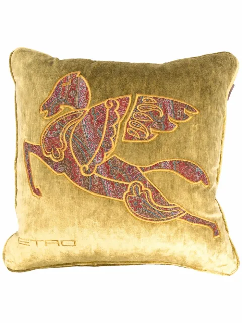 ETRO HOME embroidered-logo cushion