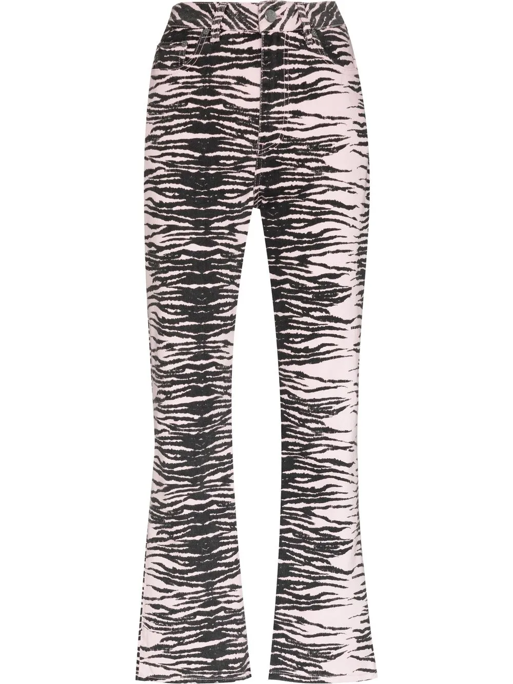 GANNI FLARED TIGER-PRINT JEANS