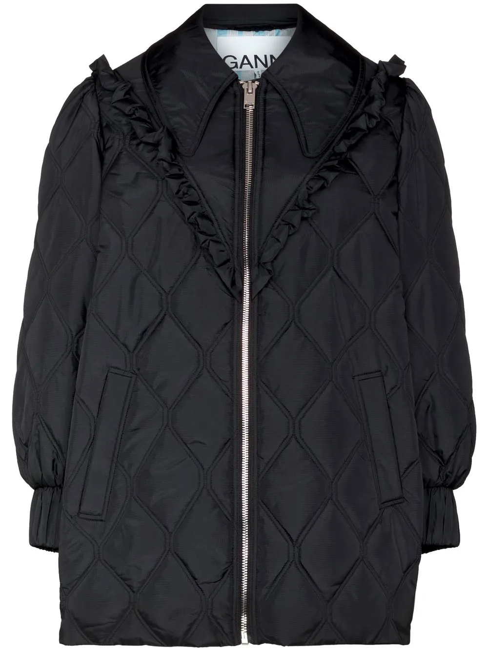 

GANNI ruffled quilted jacket - Black