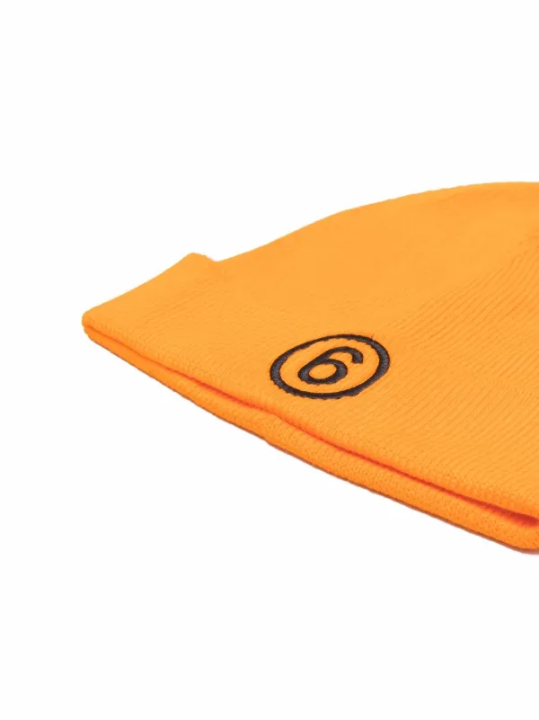 MM6 Maison Margiela Kids Embroidered Logo Beanie | Orange