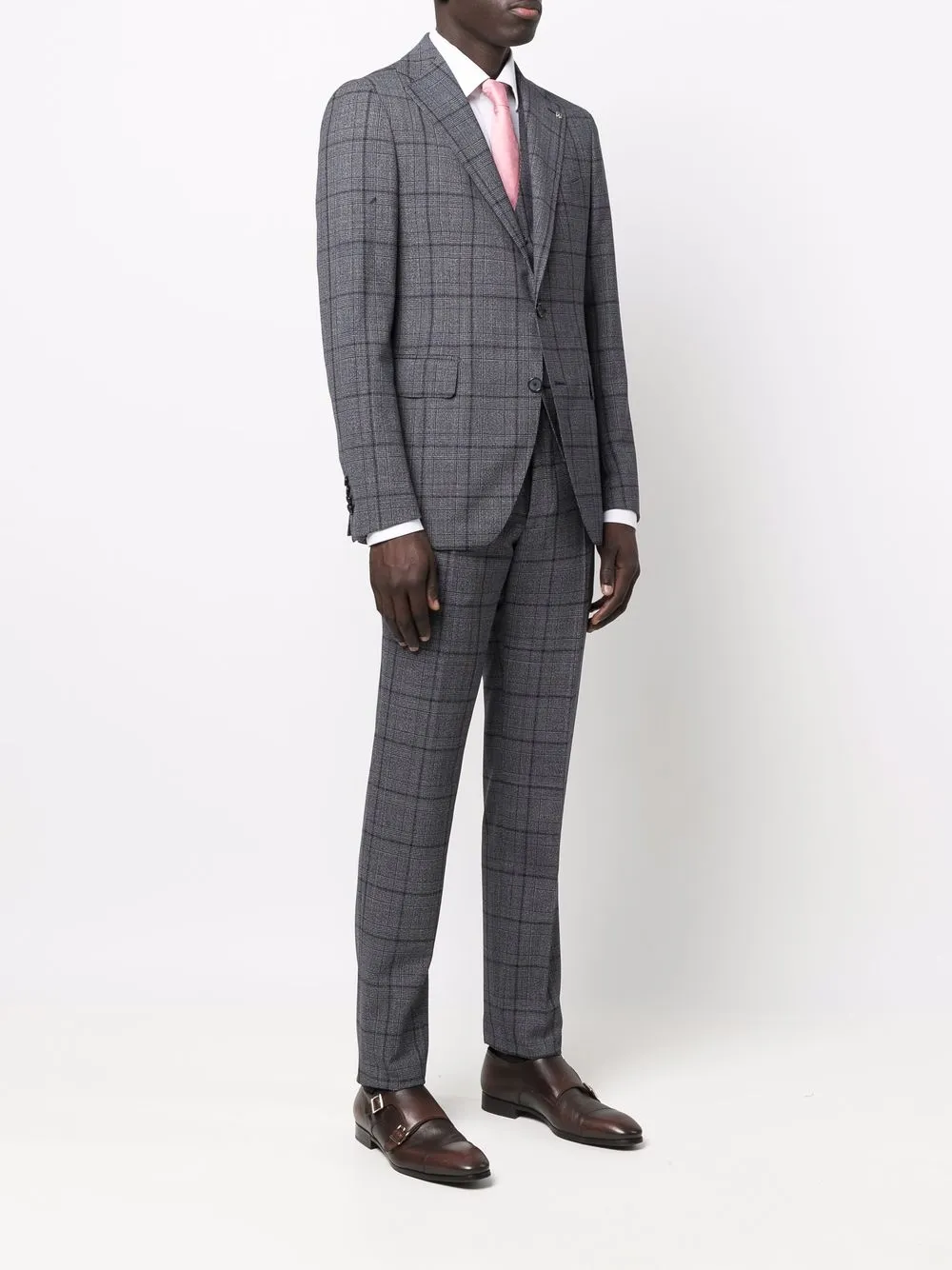 dark gray plaid suit