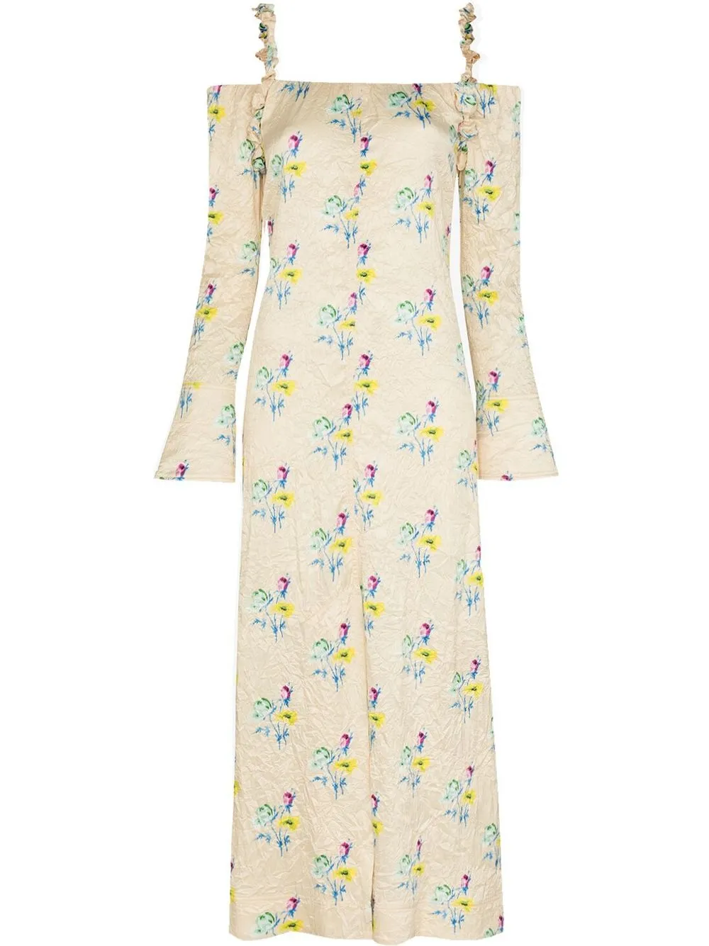 

GANNI off-the-shoulder satin maxi dress - Yellow