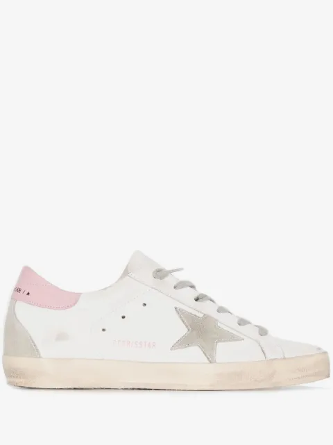 Golden Goose Super-Star trainers with gray suede star and pink leather heel tab