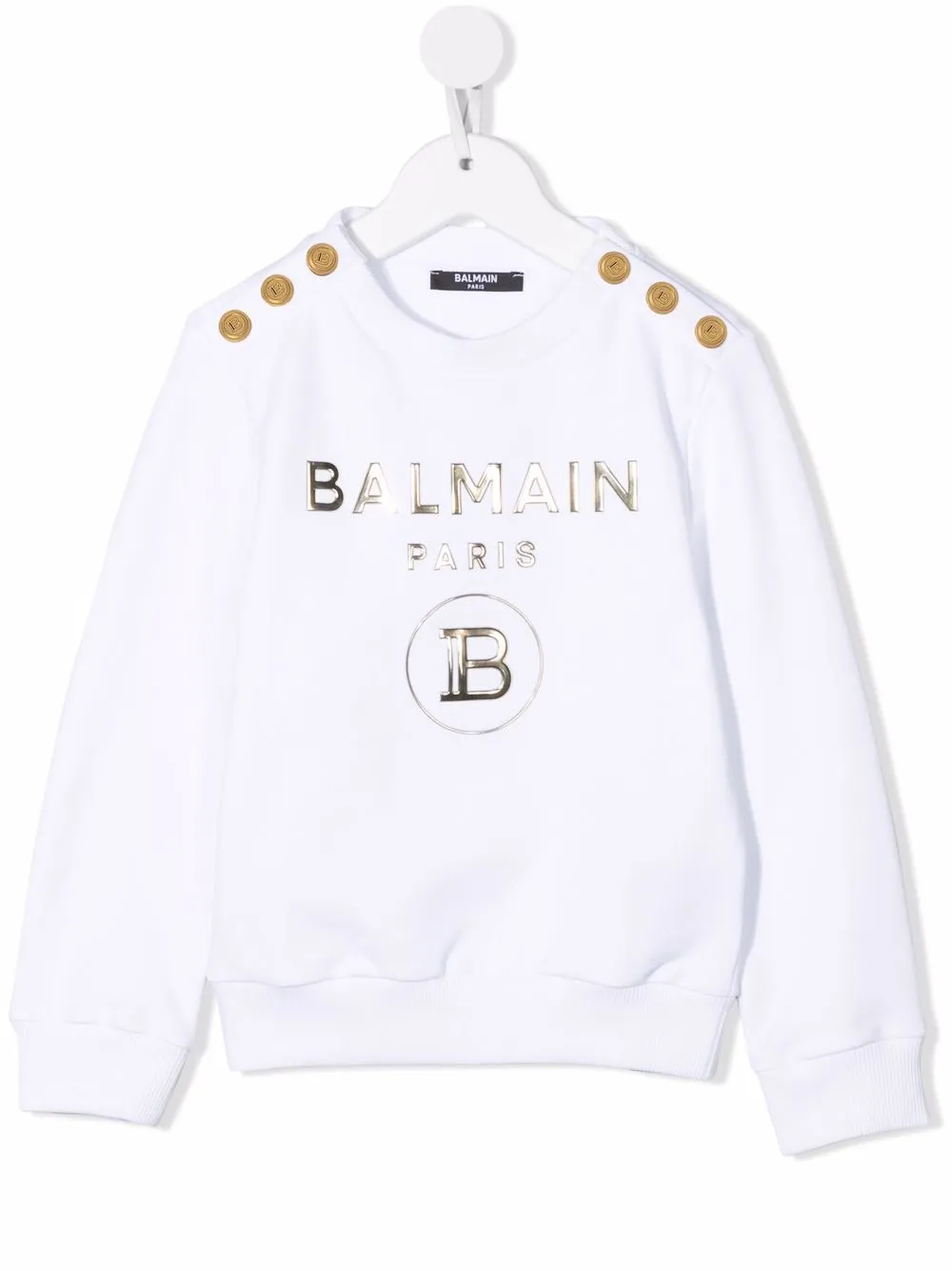 

Balmain Kids sudadera con logo metalizado - Blanco