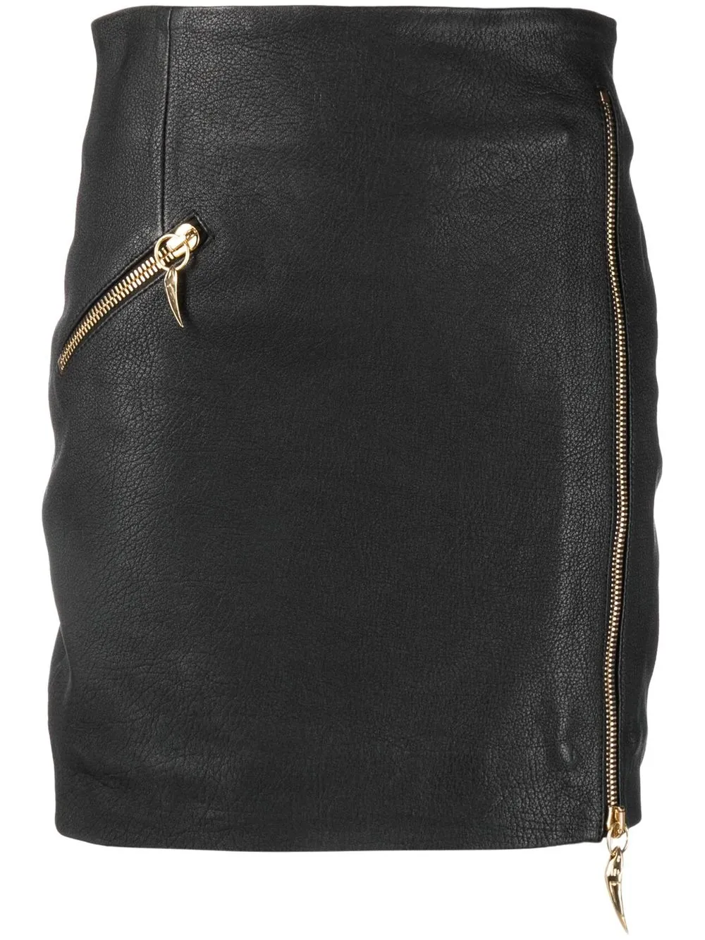

Roberto Cavalli Tiger Tooth-detailed leather skirt - Black