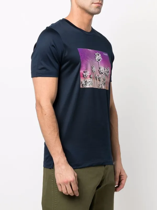 Canali graphic-print fitted T-shirt 