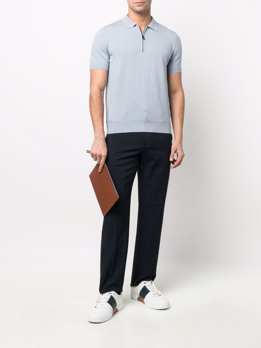 Canali Zippered Cotton Polo Shirt - Farfetch