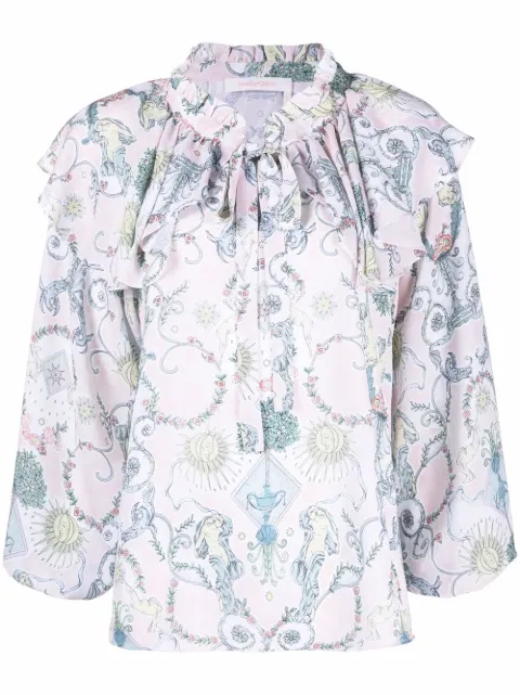 See by Chloé baroque-print ruffled blouse