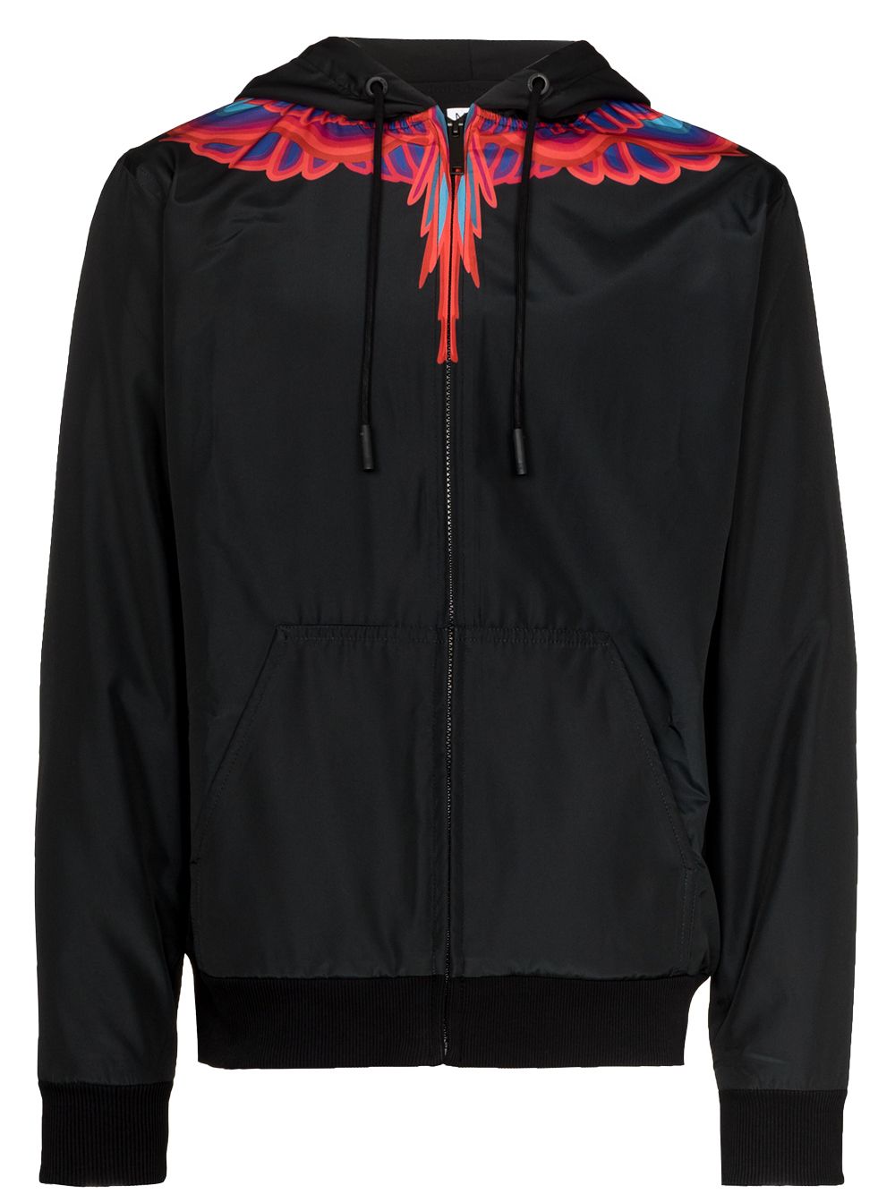 Shop Marcelo Burlon County Of Milan Curved Wings-print Hooded Jacket In Black