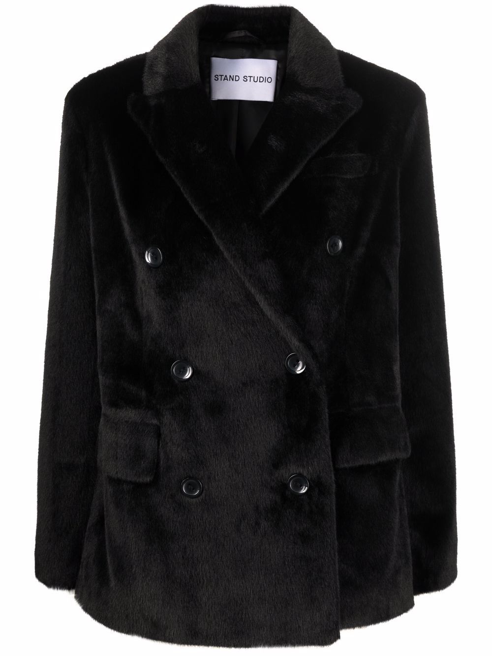 faux-fur double-breasted coat