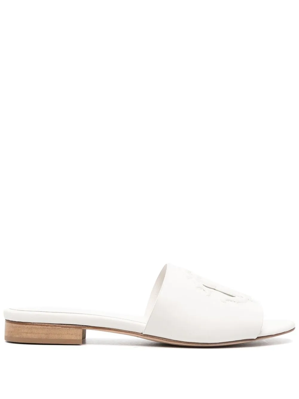 

Roberto Cavalli cut-out stitched logo open-toe sandals - White