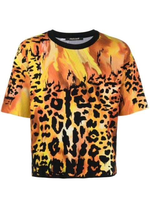 Roberto Cavalli playera con animal print