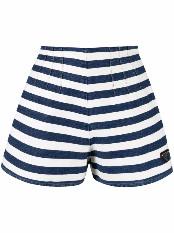 striped denim shorts