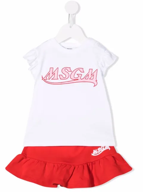 Msgm Kids طقم بتنورة وطبعة شعار الماركة