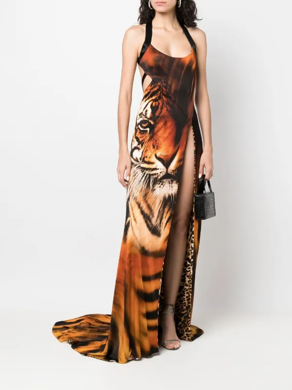 Roberto Cavalli tiger-print Front Slit 