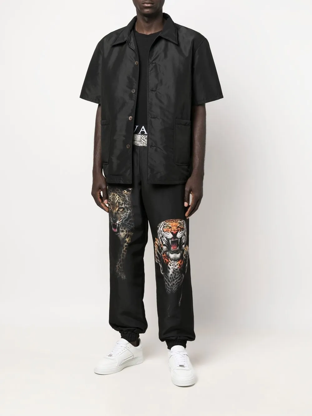 Roberto Cavalli Trainingsbroek met dierenprint - Zwart