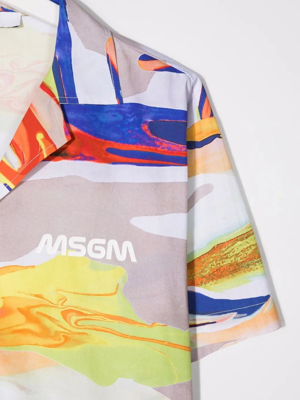 фото Msgm kids рубашка с абстрактным принтом и короткими рукавами