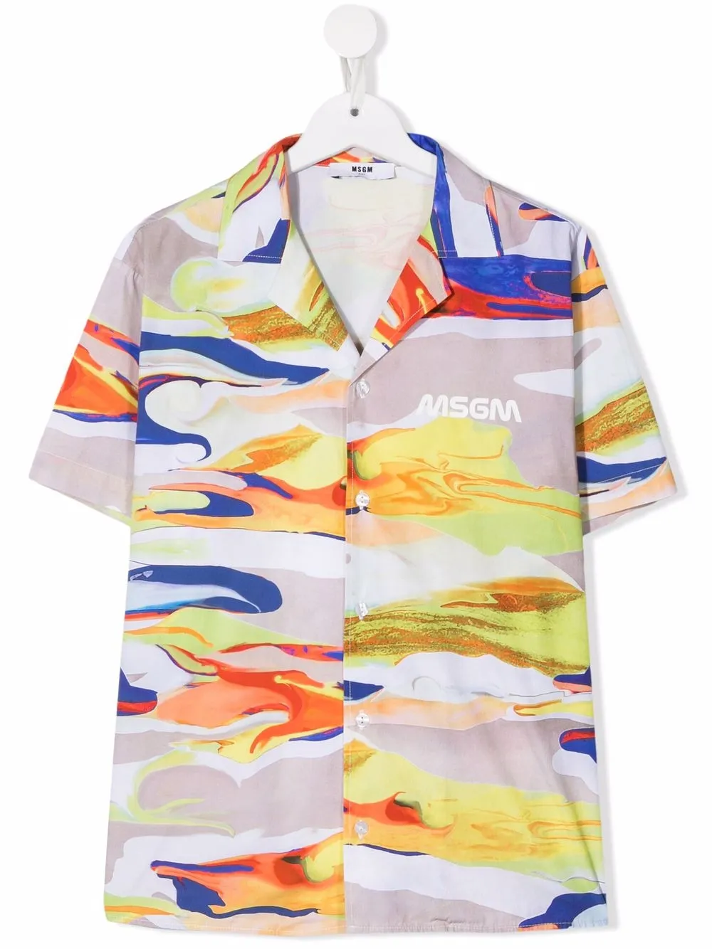 фото Msgm kids рубашка с абстрактным принтом и короткими рукавами