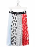 MSGM Kids patchwork pleated midi skirt - White