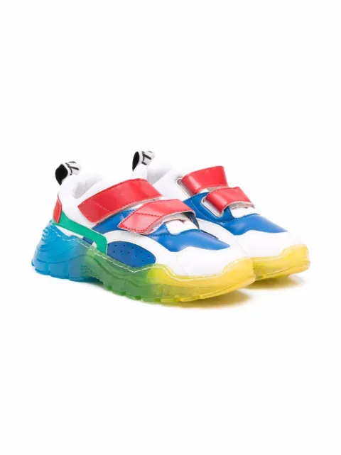Stella McCartney Kids سنيكر متباين الألوان بسير لمس