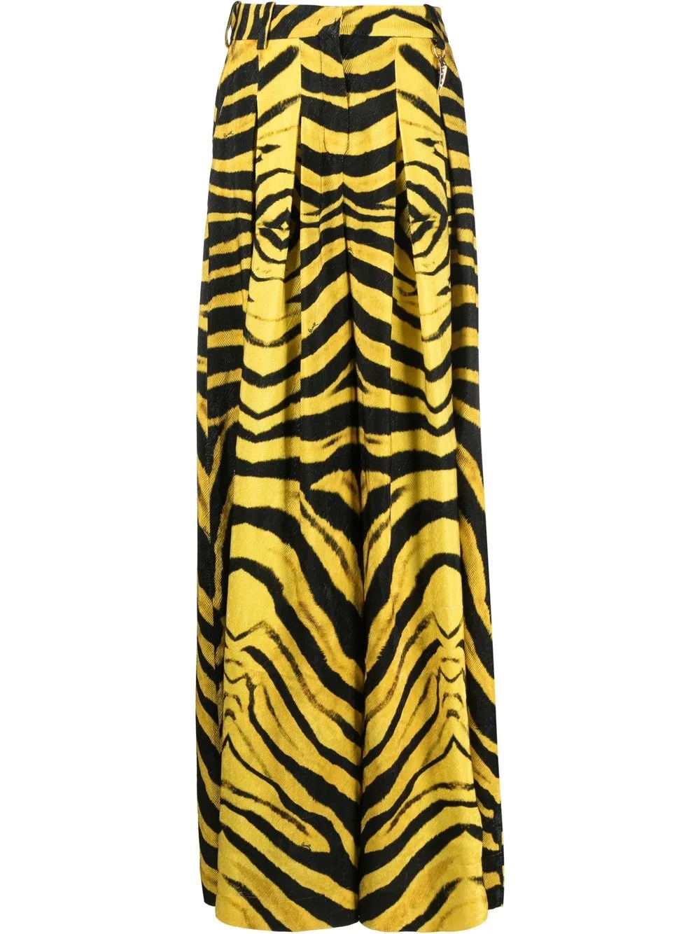 zebra-print wide-leg trousers