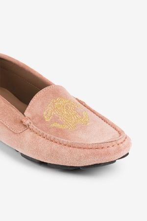 Mirror Snake-Embroidered Suede Loafers