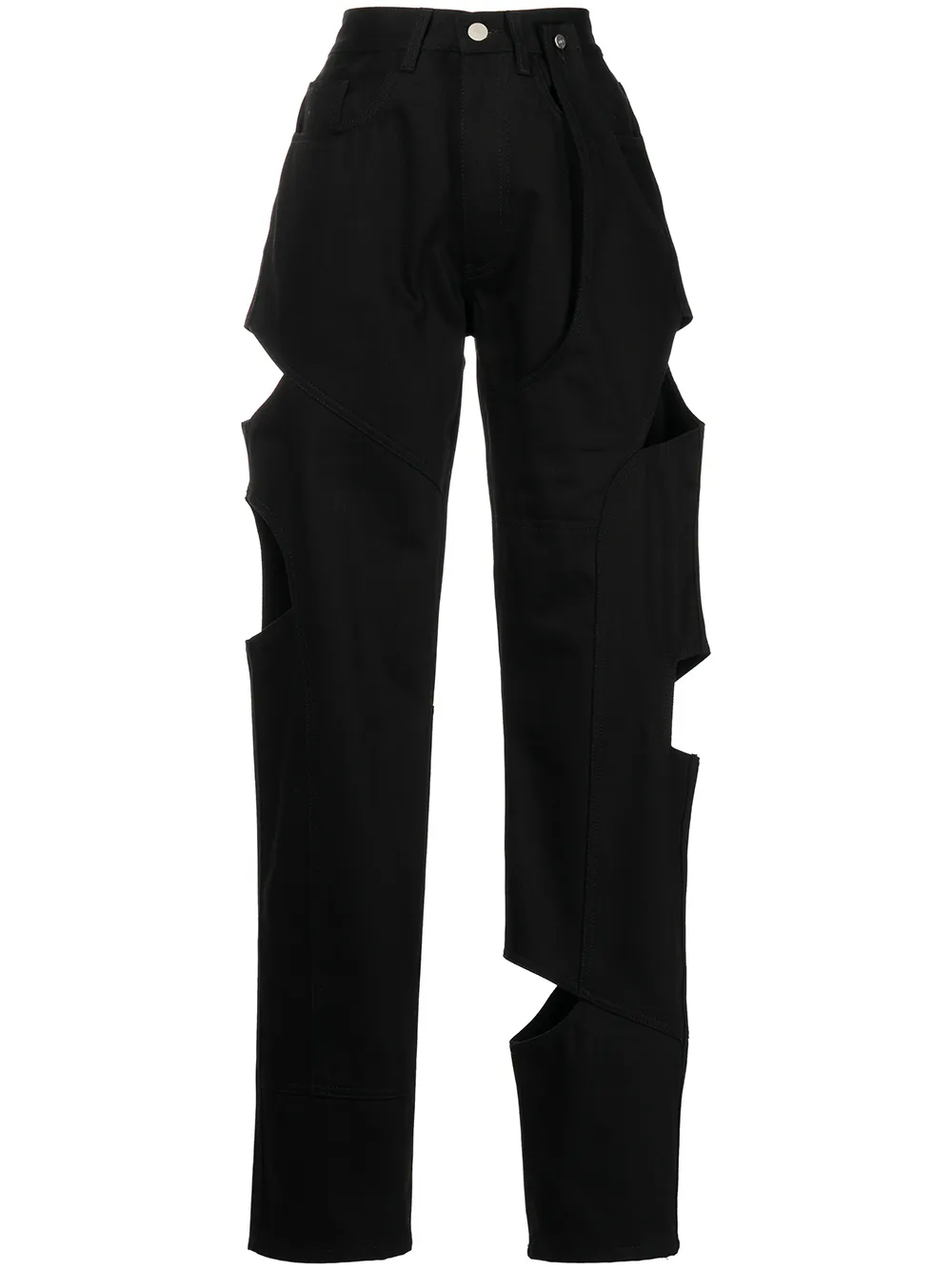 HELIOT EMIL Asymmetric cut-out Straight Leg Jeans | Black  