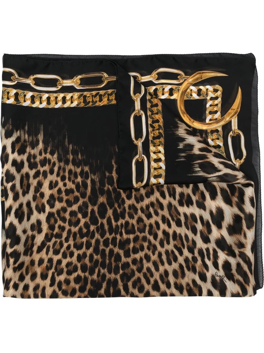 

Roberto Cavalli mascada con estampado de leopardo - Negro