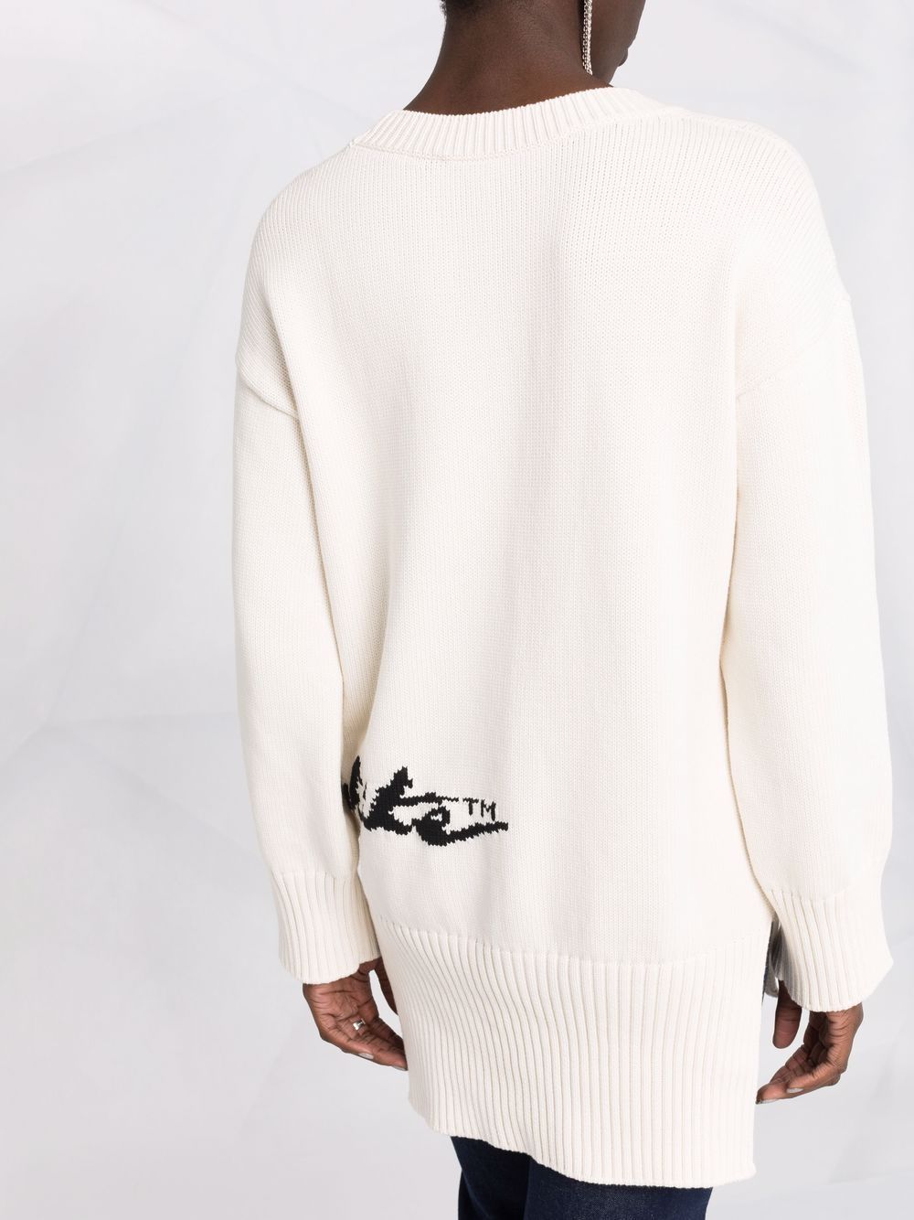 Off-White intarsia-logo high-low knitted jumper Women