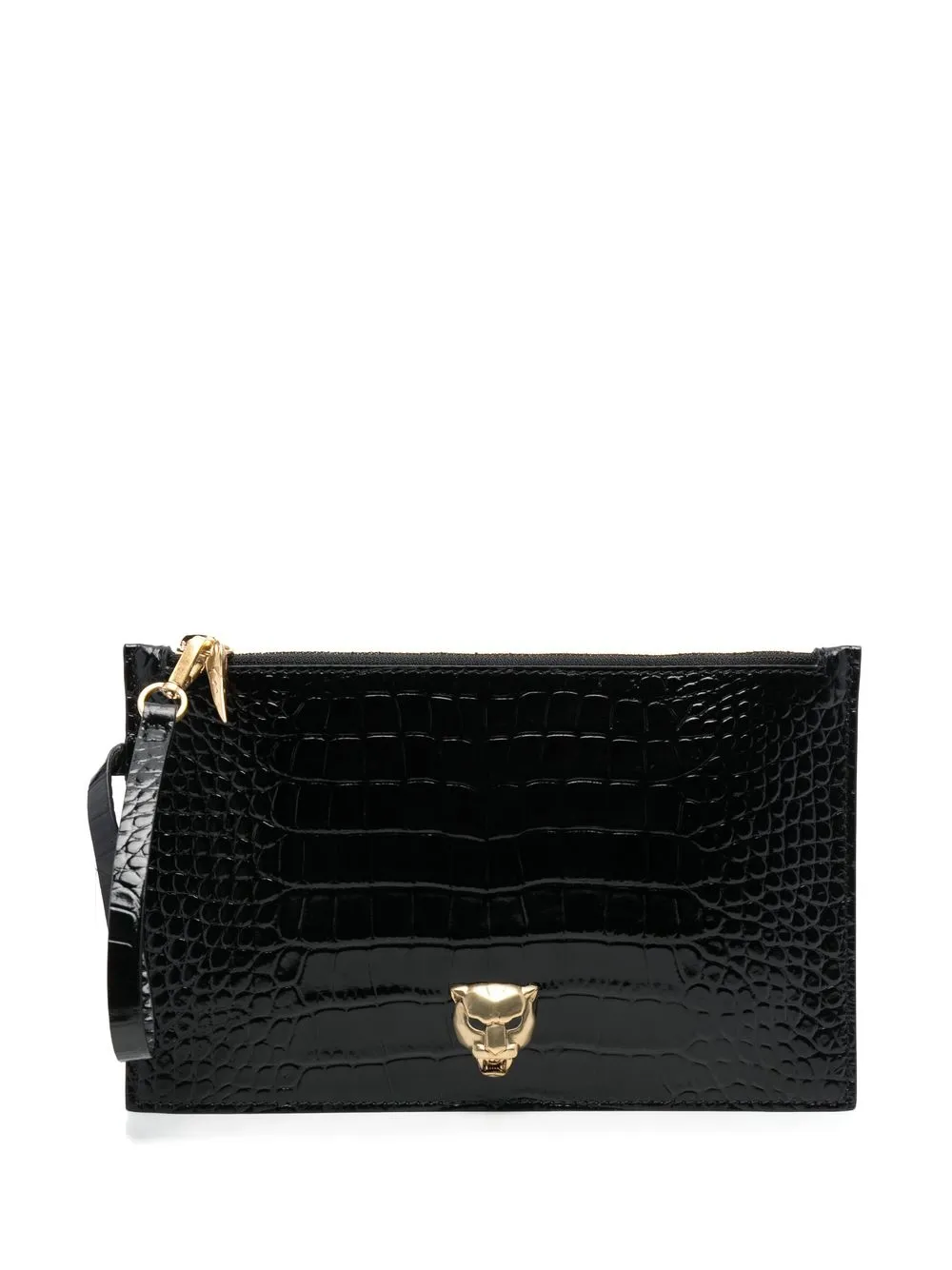 

Roberto Cavalli Panther crocodile-effect clutch - Black
