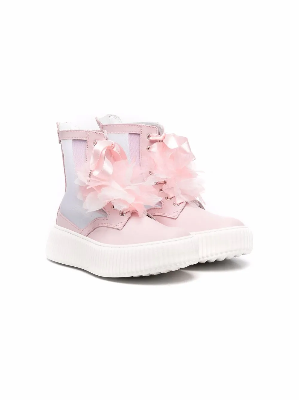

Monnalisa botines con apliques florales - Rosado