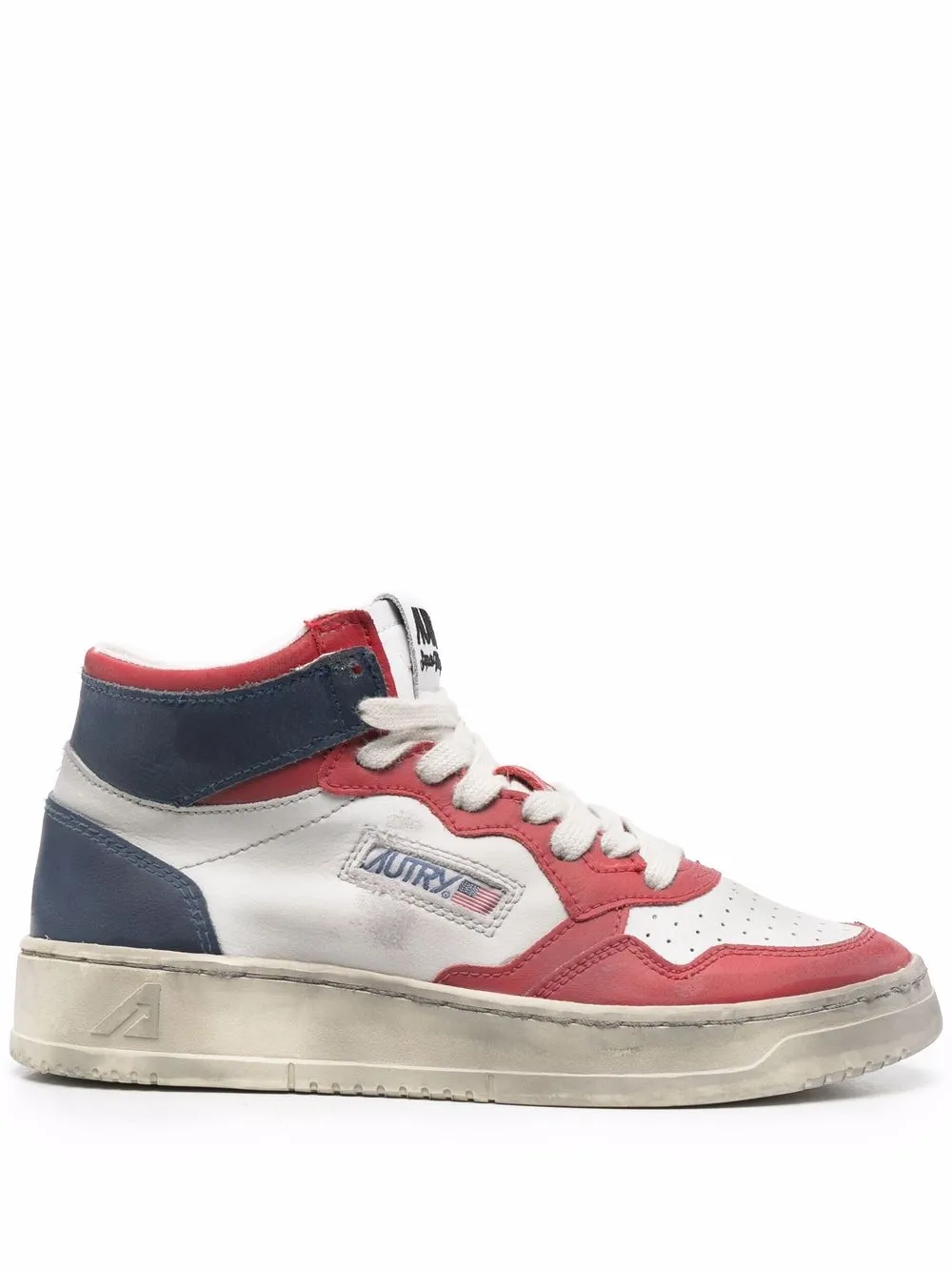 Autry distressed-finish high-top sneakers - White