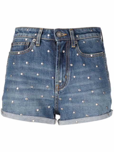 Saint Laurent stud-embellished jean shorts