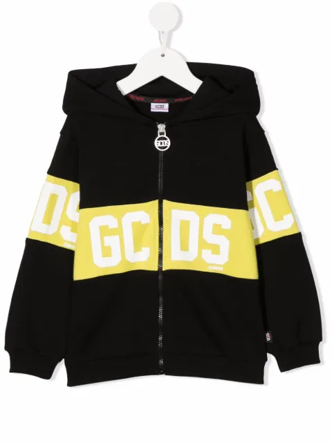 Gcds Kids logo-print zip-up hoodie