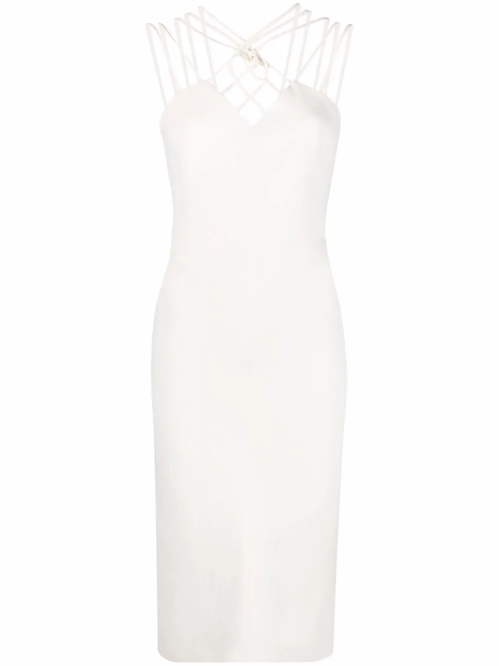 

Alberta Ferretti vestido midi con detalle de tiras - Blanco