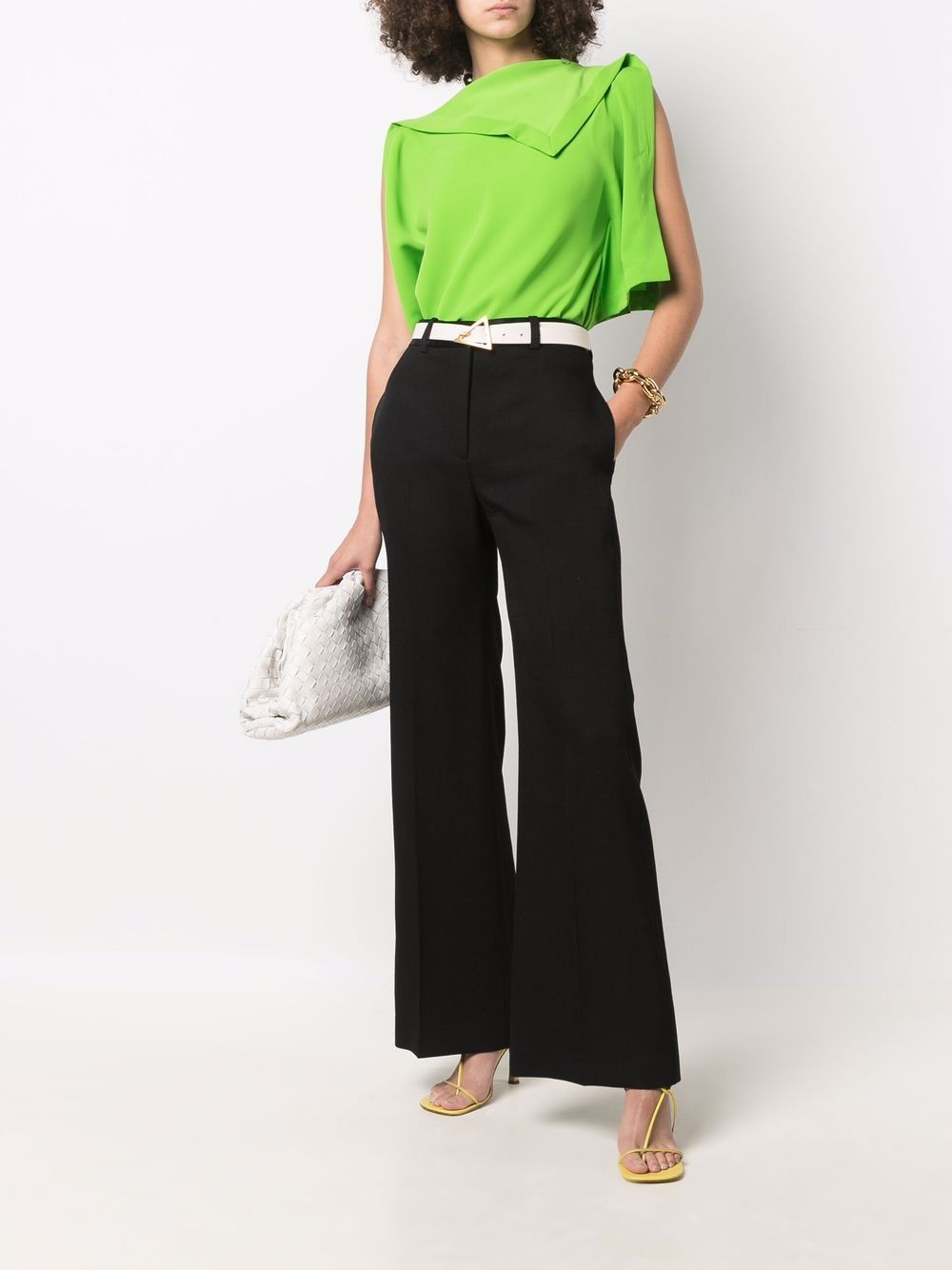 Victoria Beckham Pantalon met contrasterende taille - Zwart