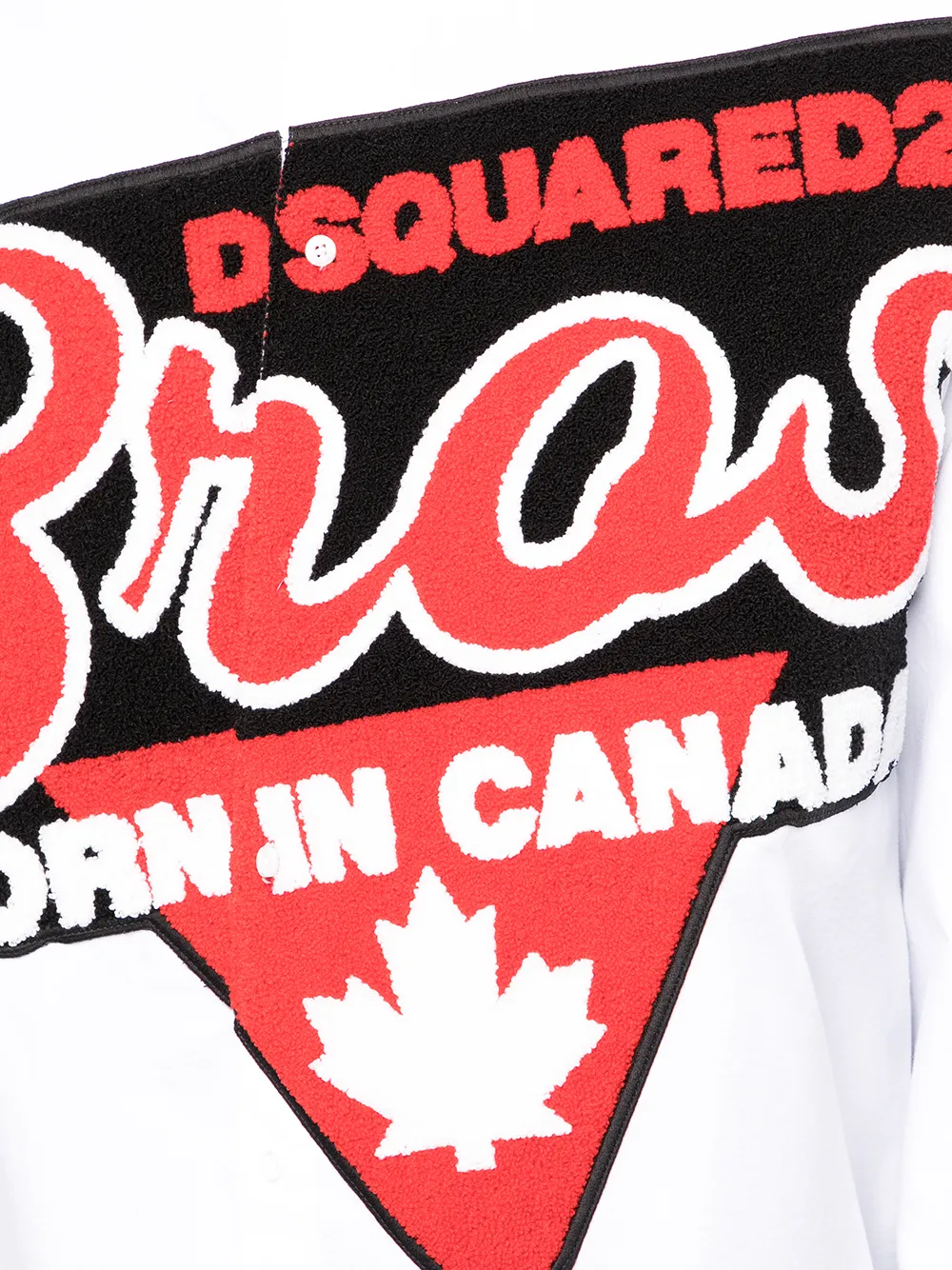 Dsquared2 Logo-patch Long-sleeve Shirt In Weiss