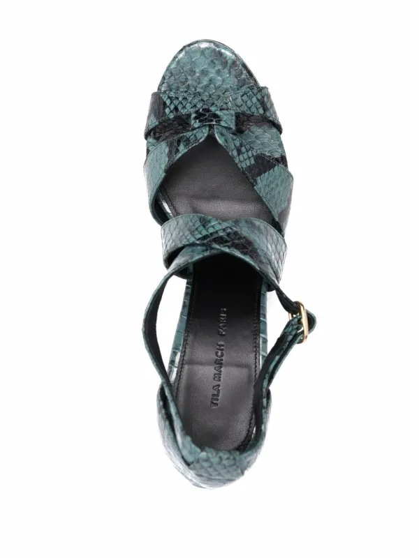 silver watersnake platform sandals
