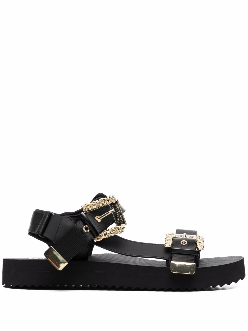 

Versace Jeans Couture Baroque detail double-strap sandals - Black