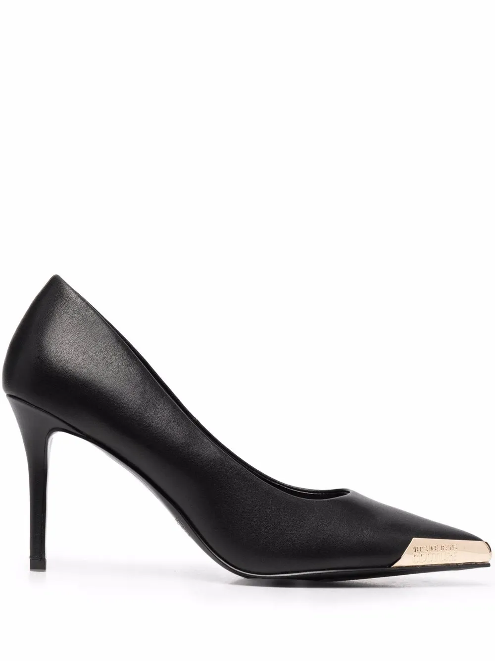

Versace Jeans Couture logo-engraved metal toecap pumps - Black