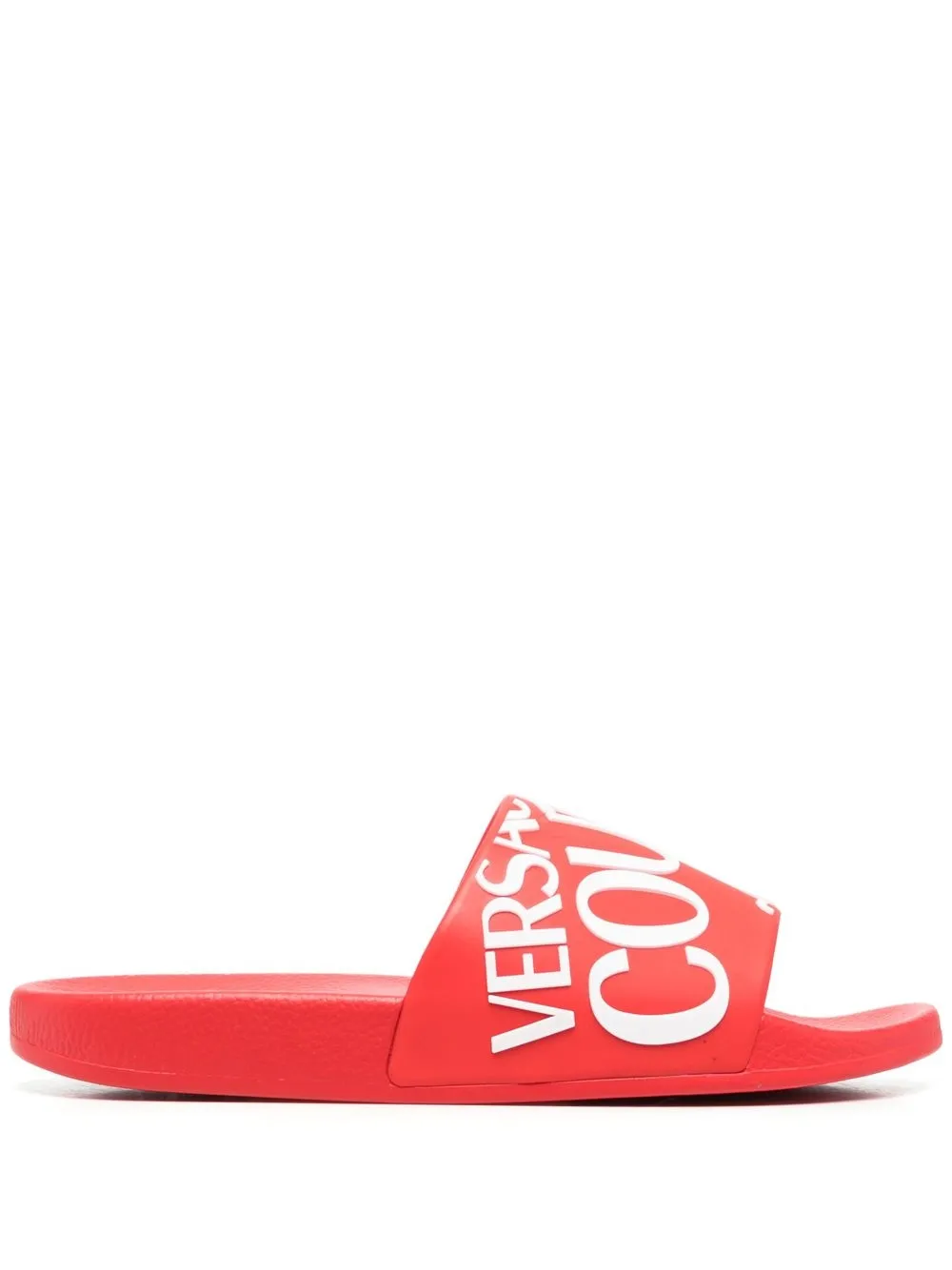 

Versace Jeans Couture diagonal logo flat slides - Red