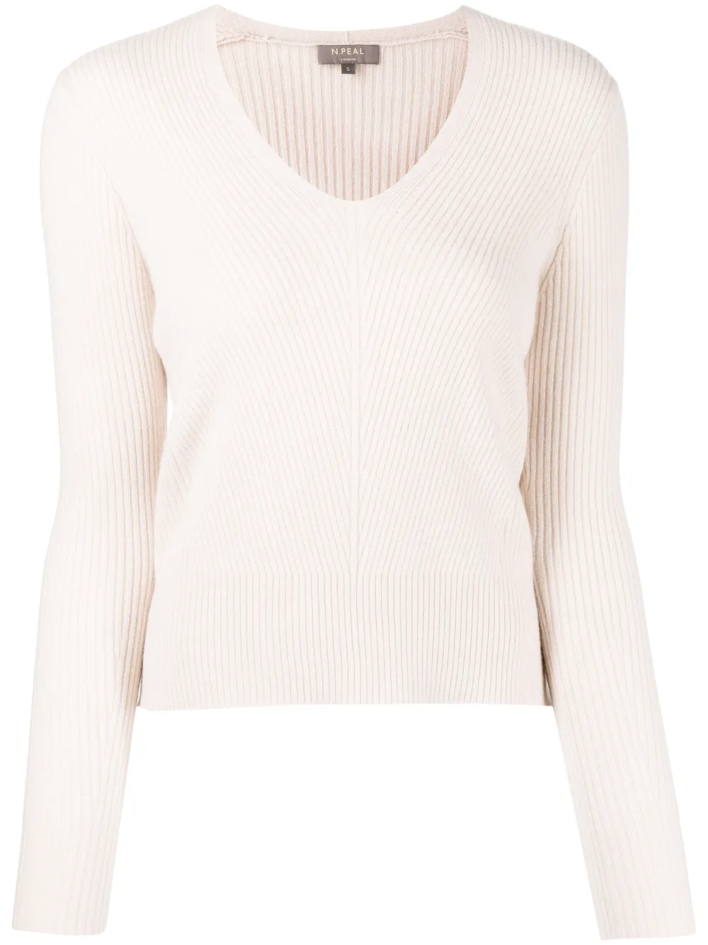 

N.Peal ribbed knit organic cashmere jumper - Neutrals